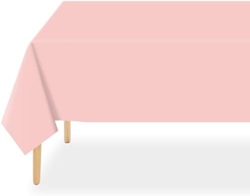QIKSION 12 Pack Blush Pink Plastic Tablecloth, Dusty Pink Table Cloth by QIKSION