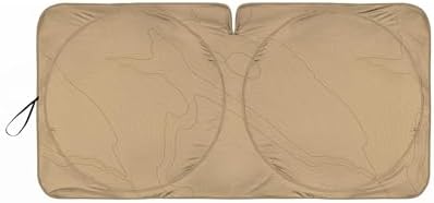 Windshield Sun Shade for GMC Sierra 1500 2014-2018, Foldable Truck Sunshade, UV Heat Blocker, Front Window Sun Shield, Interior Protection, Keeps Cab Cool, Heavy Duty Truck Accessory - Beige