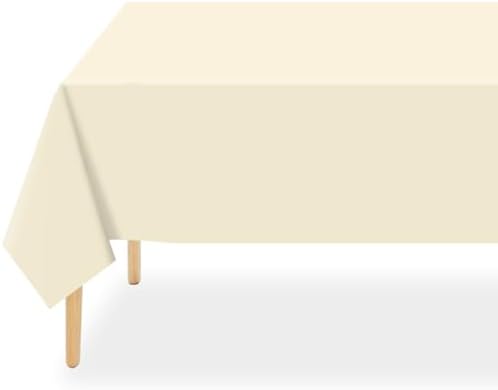 QIKSION 2 Pack Beige Plastic Tablecloth, Cream Table Cloth Disposable by QIKSION