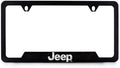 Jeep Black Coated Metal License Plate Frame with Exposed Chrome Jeep Bottom Notched