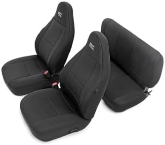 Rough Country Neoprene Seat Covers for Jeep Wrangler TJ (1997-2002) - Waterproof & UV Resistant, Foam Padded, Front & Rear Seat Cover Set