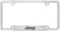 Jeep with Green Epoxy Logo Chrome Plated Metal License Frame - Bottom Notched 4hole
