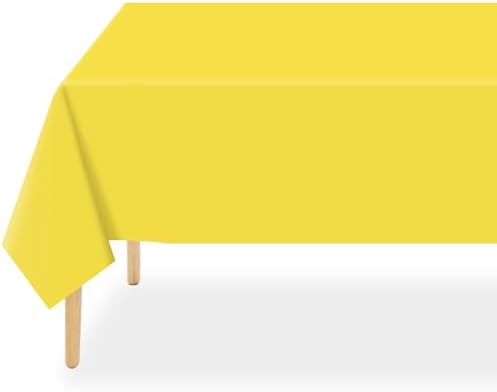 QIKSION 6 Pack Yellow Plastic Table Cloths Disposable, Yellow Tablecloth by QIKSION
