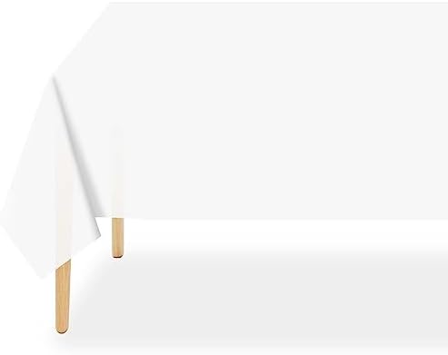 QIKSION 3 Pack White Plastic Table Cloth Disposable, White Tablecloth by QIKSION