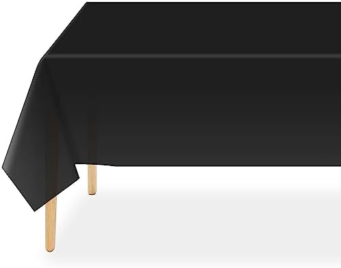 QIKSION 6 Pack Black Plastic Tablecloth, Black Table Cloth Disposable by QIKSION