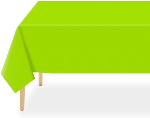 QIKSION 12 Pack Lime Green Plastic Tablecloth, Neon Green Table Cloth by QIKSION