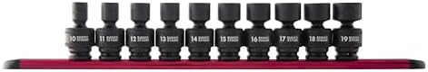 SUNEX TOOLS 3657, 3/8 Inch Drive Universal Impact Socket Set, 10-Piece, Metric, 10mm - 19mm, Cr-Mo Alloy Steel, Radius Corner Design, Dual Size Markings, Heavy Duty Storage Case, Meets ANSI Standards by Unknown