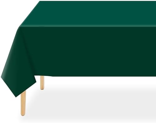 QIKSION 12 Pack Dark Green Table Cloth Plastic, Emerald Green Tablecloth by QIKSION