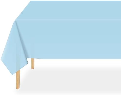 QIKSION 12 Pack Light Blue Plastic Tablecloth, Baby Blue Table Cloth by QIKSION