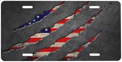 Torn American Flag Front License Plate 6" * 12" for Women