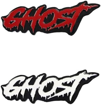 2PCS Ghost Car Emblem Gothic Horror Font Style 3D Badge Sticker Waterproof Plastic Emblem Car Symbol for Car, Truck, Motorcycle, Helmet (White Black)