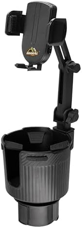 Armor All 2-in-1 Cup Holder Cell Phone Holder, Dual Cellphone Car Mount and Cupholder, XL Cupholder Holds Bottles, 6” in Arm 360° Degree Rotatable, Swivel Phone Mount Fits Most Phones, Expandable Base