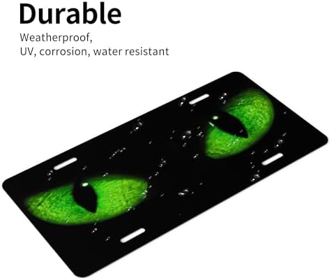 Front License Plate Green Cat Eye Vanity Plates Aluminum Cool