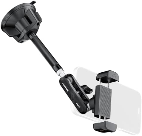 NEEWER Phone Holder for Your Car, 360° Rotating Vacuum Suction Cup Metal Cell Phone Mount Extended Magic Arm Compatible with iPhone Samsung for Windshield Skylight Navigation Video Recording, PA137