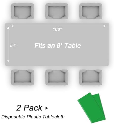 QIKSION 2 Pack Green Table Cloth Plastic, Green Disposable Tablecloth - Image 5