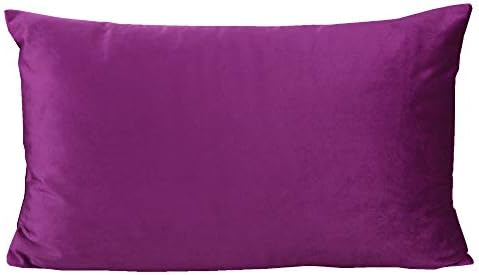 12x20 Inch Set of 2 Rectangle Lumbar Velvet Soft Throw Pillow Cases Solid Cushion Covers Home Decorative for Couch Sofa Bedroom, Purple Magenta - Image 2