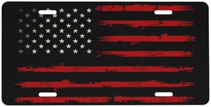 Red Vintage American Flag Front License Plate 6" * 12" for Women
