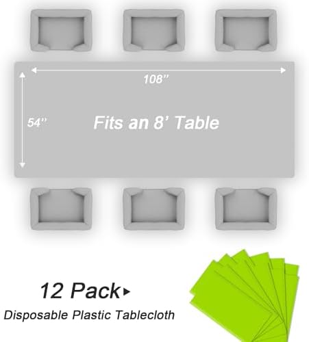 QIKSION 12 Pack Lime Green Plastic Tablecloth, Neon Green Table Cloth - Image 5