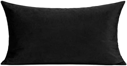 VAKADO Black Lumbar Velvet Soft Solid Throw Pillow Cases Decorative Rectangle Cozy Cushion Covers Home Decor for Living Room Couch Sofa Car 12x20 Inch Set of 2 - Image 2