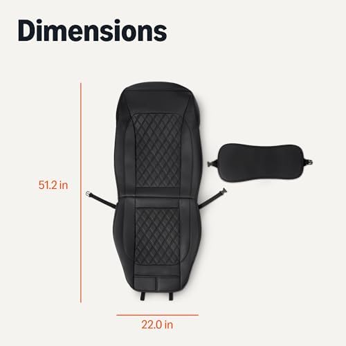 Amazon Basics Front Car Seat Covers, Breathable Faux Leather, Universal Fit, Black, 2-Pack