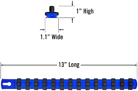 Ernst Manufacturing - 8418M-Blue-3/8 13-Inch Magnetic Socket Organizer with 14 3/8-Inch Twist Lock Clips, Blue - Image 4