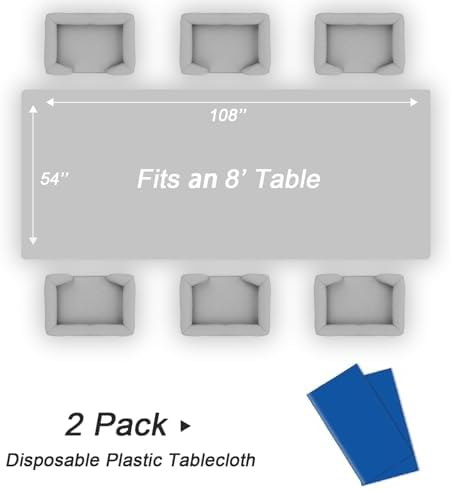 QIKSION 2 Pack Blue Plastic Tablecloth, Blue Table Cloth Disposable - Image 5