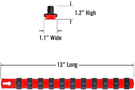 Ernst Manufacturing 13-Inch Magnetic Socket Organizer with 11 1/2-Inch Twist Lock Clips, Red - 8416M-Red-1/2 - Image 4