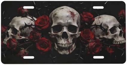 Gothic Skulls Front License Plate Aluminum Decorative License Plates