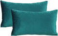 VAKADO 12x20 Teal Couch Throw Pillow Covers Rectangle Lumbar Velvet Decorative Soft Solid Cozy Cushion Cases Home Decor for Sofa Bedroom Living Room Set of 2 by VAKADO
