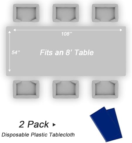 QIKSION 2 Pack Royal Blue Plastic Tablecloth, Blue Table Cloth Disposable - Image 5