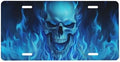 Blue Fire Skull Front License Plate 6" * 12" for Women
