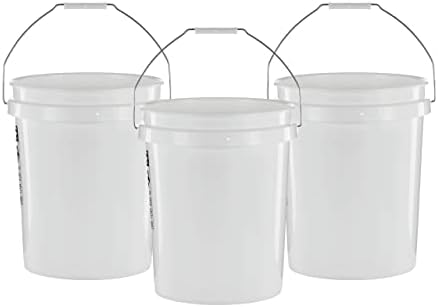United Solutions 5 Gallon Bucket - 3 Pack, White, Heavy Duty BPA-Free Plastic Bucket, Comfortable Handle, Easy to Clean, Perfect for on The Job, Home Improvement, or Household Cleaning by UNITEDSOLUTIONS