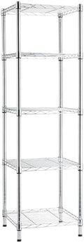 Amazon Basics 5-Shelf Tower Adjustable Storage Shelving Unit, Chrome, 16" x 16" x 54", 150 lbs Per Shelf by AmazonBasics