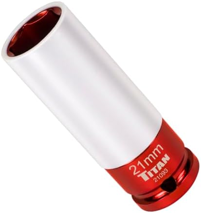 Titan 21093 1/2-Inch Drive x 21mm Non-marring Impact Deep Lug Nut Socket by Titan
