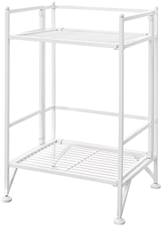 Convenience Concepts Xtra Storage Shelves - 2 Tier Folding Metal Organizer Shelf for Office, Closet, Laundry Room, Garage, Kitchen, Bathroom, & Bedroom, No Tools Assembly, White by ConvenienceConcepts