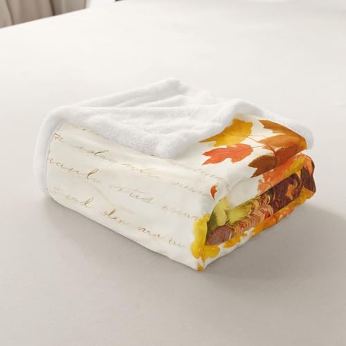 Fall Maple Leaf Sherpa Blanket Country Style Road Throw Blanket Bedroom Living Room Soft Cozy Harvest Thanksgiving Day Blankets Decor for Bed Couch Sofa Orange Yellow Green Flannel Blankets 50"x60" - Image 7