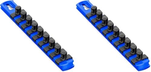 ERNST 8-Inch Magnetic Socket Organizer with 9 3/8-Inch Twist Lock Clips, Blue (8408M-Blue-3/8) (Pack of 2) by ErnstManufacturingInc