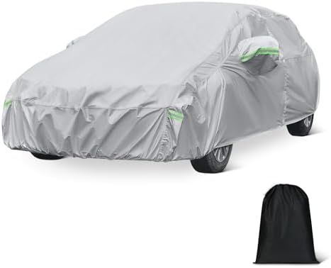 Amazon Basics Full Car Cover, Fits Vehicles 191-200", Silver