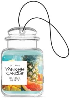 Yankee Candle Car Jar Ultimate Air Freshener, Hanging Car Freshener, Long Lasting Car Fragrance (Bahama Breeze)