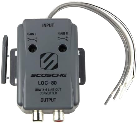 Scosche LOC80 Line Output Converter - 2 Channel High/Low RCA Converter Car Audio - Ideal for Subwoofer Amp - Line Level Converter for Car Stereo Amplifier - Easy Installation - Quality Sound