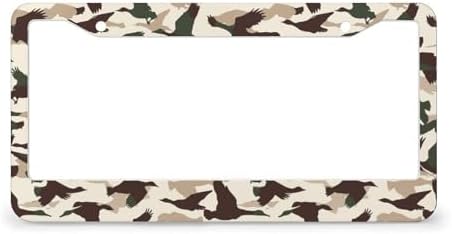 2Pack 2 Holes Hunting Ducks Camouflage Vintage License Plate Frame Aluminum Car Decorative Parts Cars Decor License Plate Cover Frames for Standard US Vehicle 12.2x6.3 in