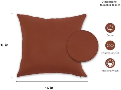 PurpleEssences Solid Throw Pillow Cover, 16x16 in Set of 2 - Rust - Image 4