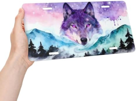 Starry Sky Wolf Front License Plate Car Decorative License Plates