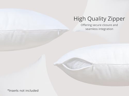 PurpleEssences Solid Throw Pillow Cover, 22x22 in Set of 2 - White - Image 6