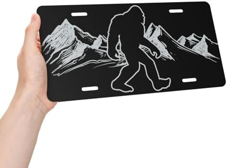 Bigfoot Snowy Mountain Cool Front License Plate 6x12 Inch