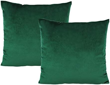 VAKADO Christmas Emerald Green Velvet Throw Pillow Covers 18x18 Set of 2 by VAKADO
