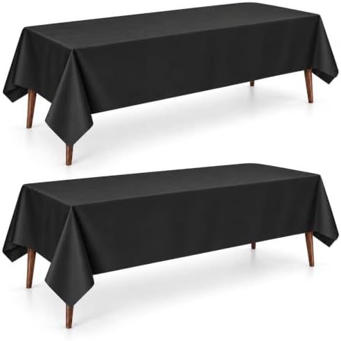 QIKSION 2 Pack Black Plastic Tablecloth, Black Table Cloth Disposable by QIKSION