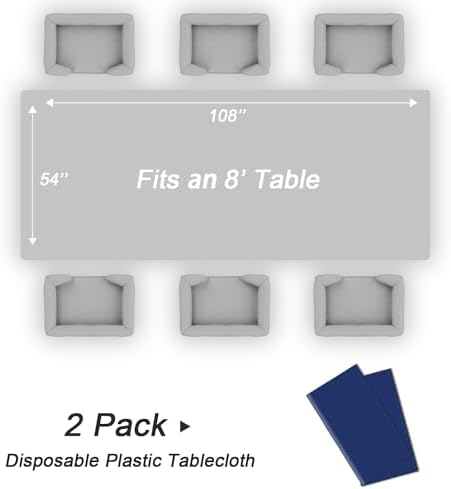 QIKSION 2 Pcs Navy Blue Plastic Tablecloth Dark Blue Table Cloth Disposable - Image 5
