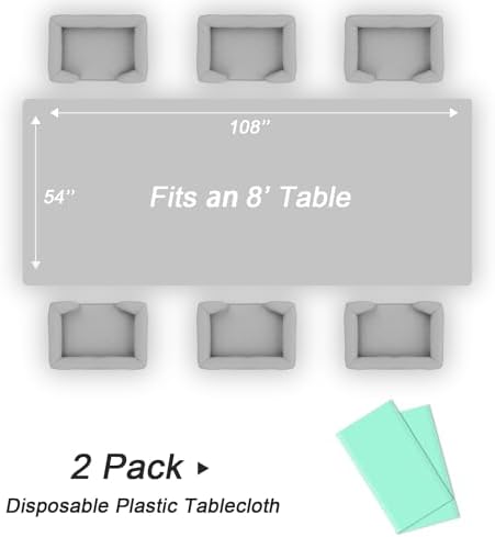 QIKSION 2 Pack Mint Green Plastic Tablecloth, Table Cloth Disposable - Image 5