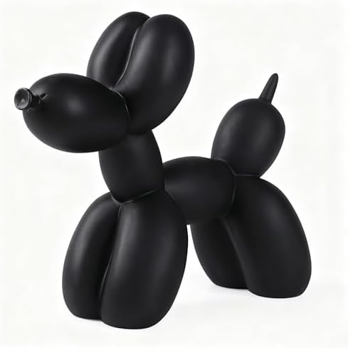 Notakia Creative Black Balloon Dog Decor Statue Crafts Living Room Decor Desktop Decorations,Handmade Modern Small Shelf Animal Statue Ornament Home Decor (Big Pure Black) by Notakia